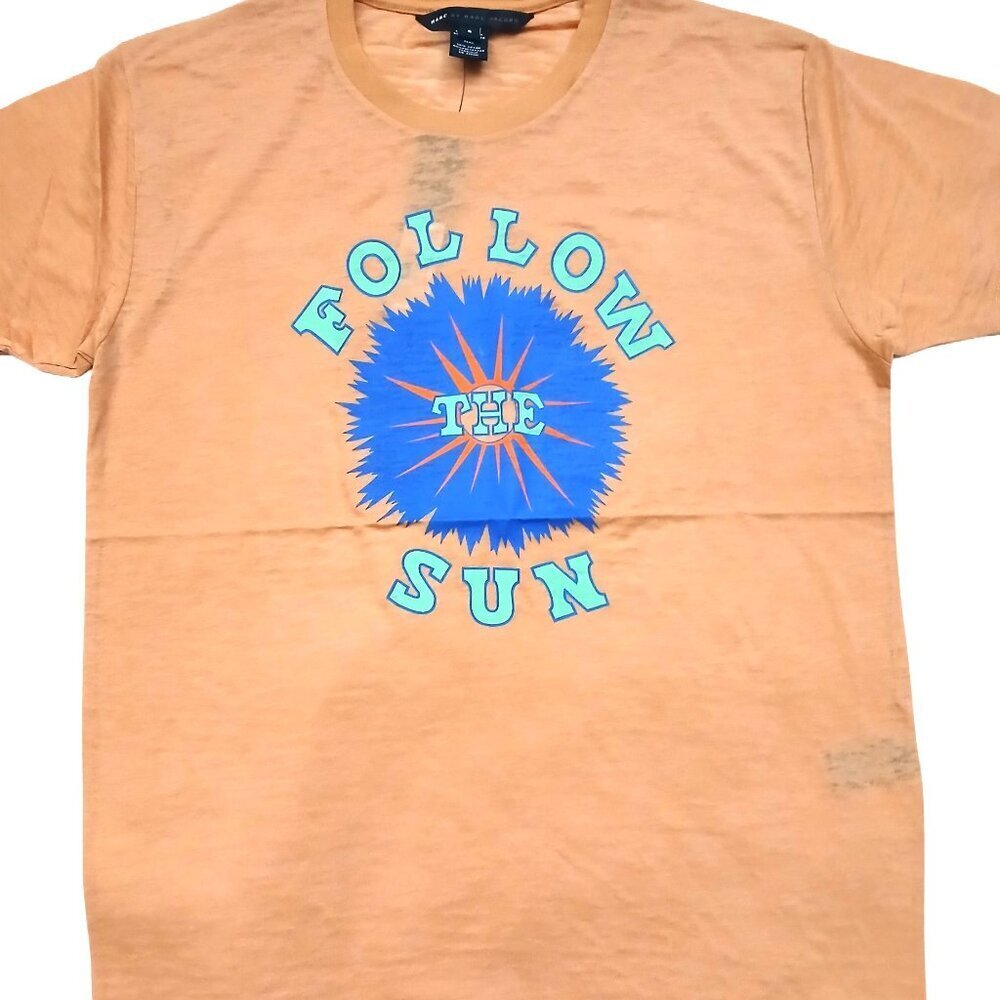 Marc by Marc Jacobs Orange Multi-Color Follow The Sun Graphic Tee Shirt SZ S - Picture 3 of 5